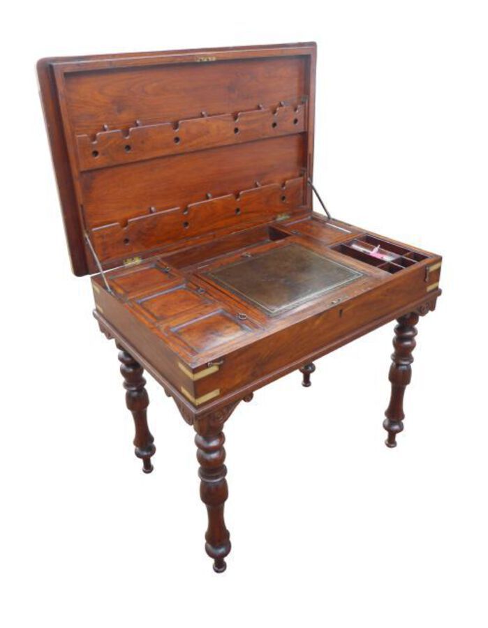 Early Victorian Mahogany Travelling Campaign Desk