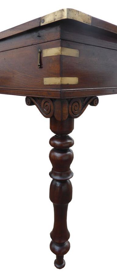 Antique Early Victorian Mahogany Travelling Campaign Desk