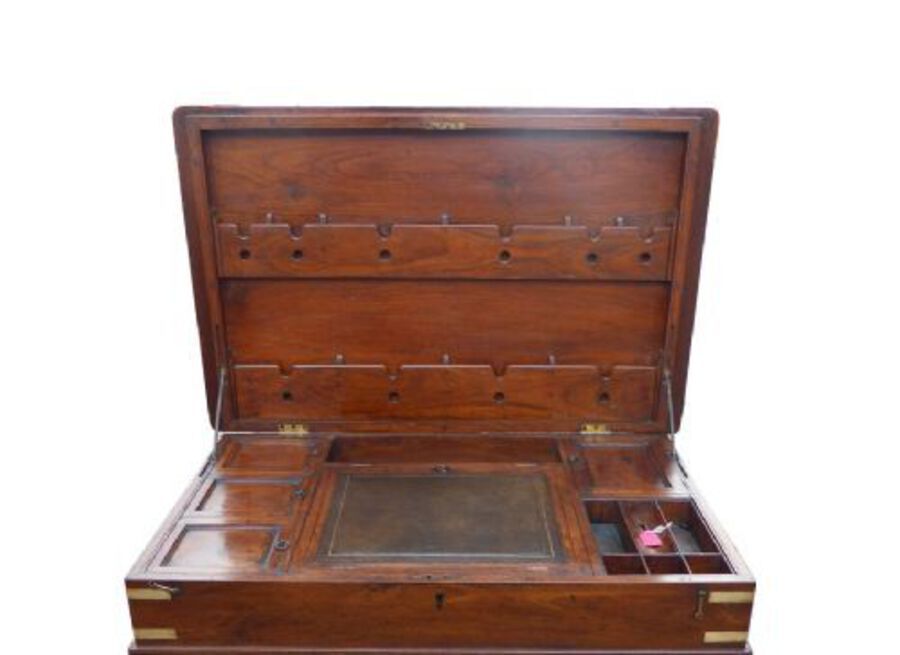 Antique Early Victorian Mahogany Travelling Campaign Desk
