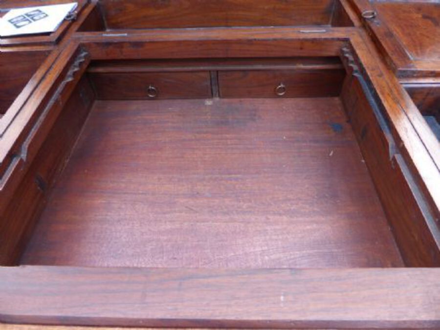 Antique Early Victorian Mahogany Travelling Campaign Desk