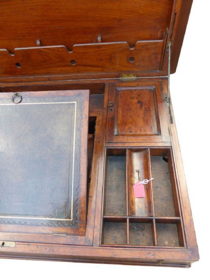 Antique Early Victorian Mahogany Travelling Campaign Desk