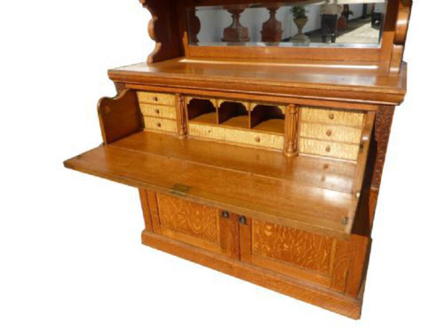 Antique Victorian Oak Secretaire Bookcase