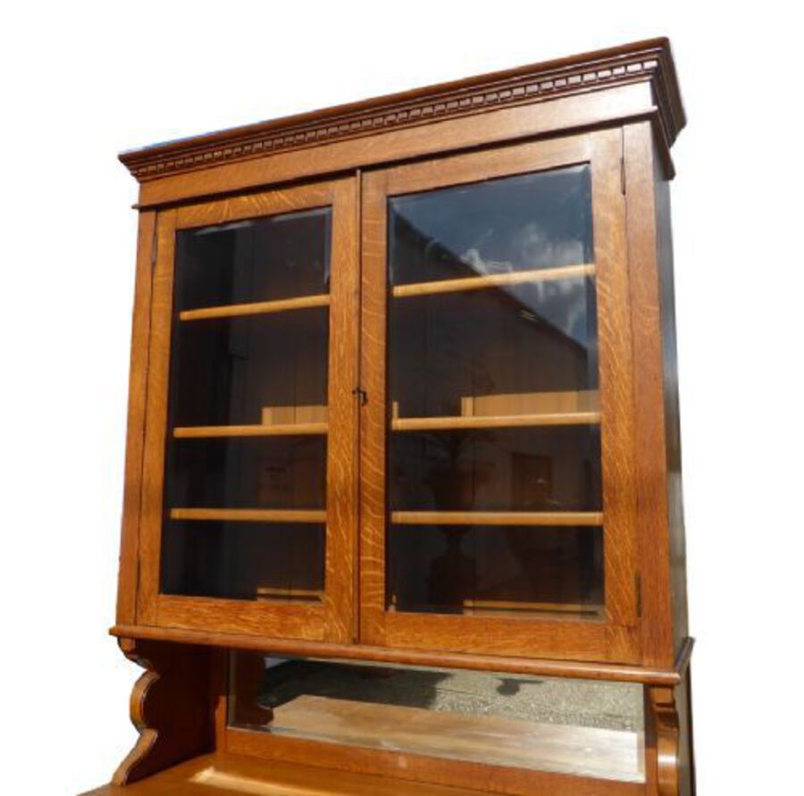Antique Victorian Oak Secretaire Bookcase