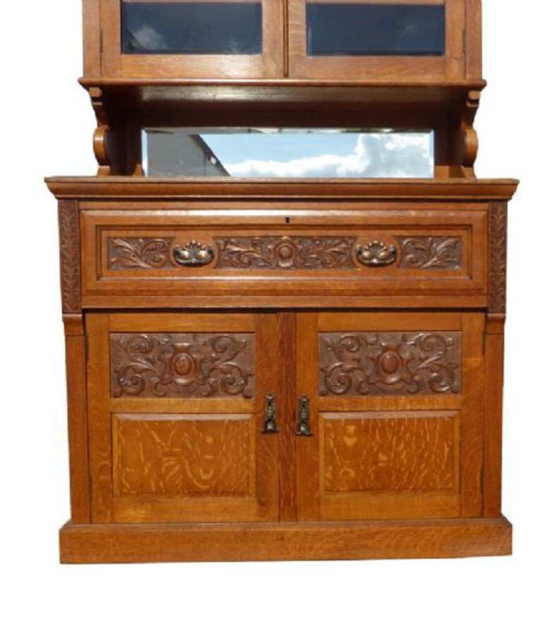 Antique Victorian Oak Secretaire Bookcase