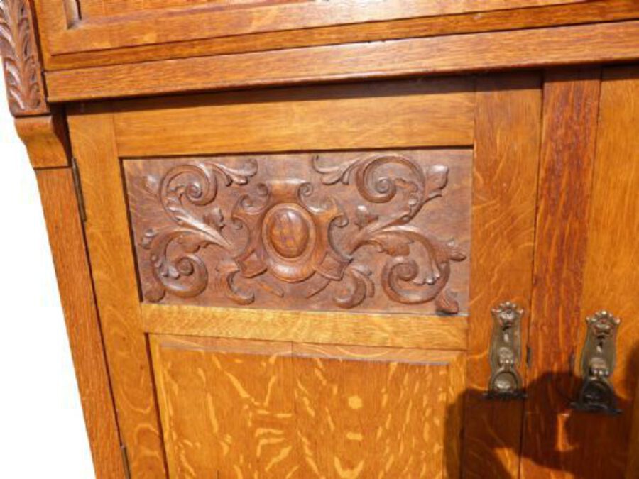 Antique Victorian Oak Secretaire Bookcase