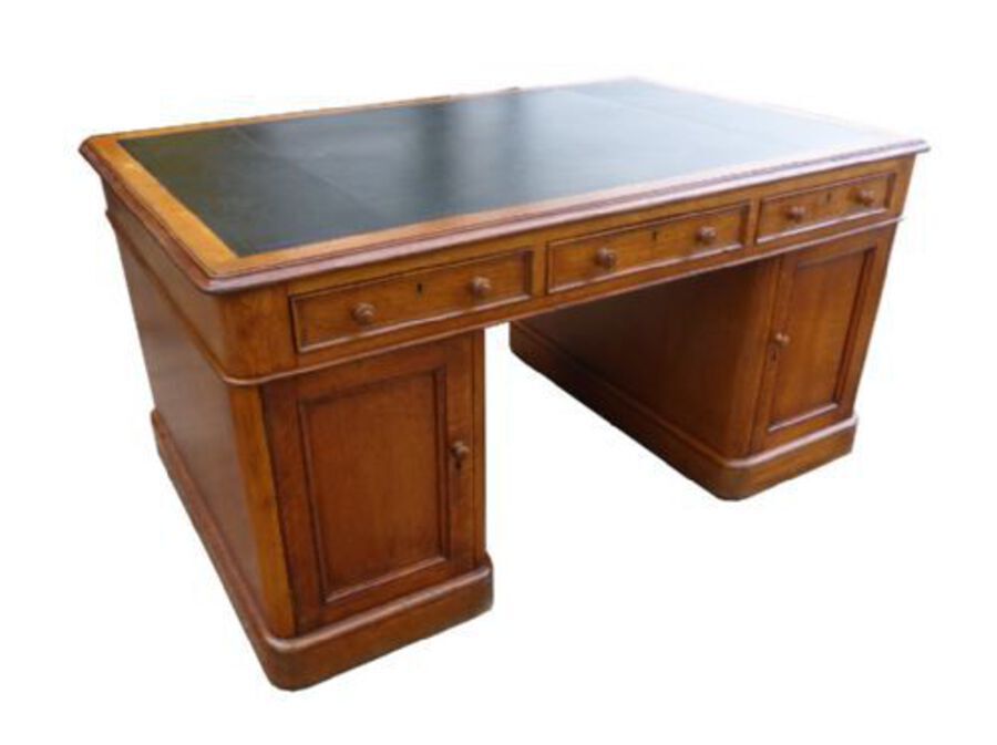 Antique Victorian Oak Partners Desk 