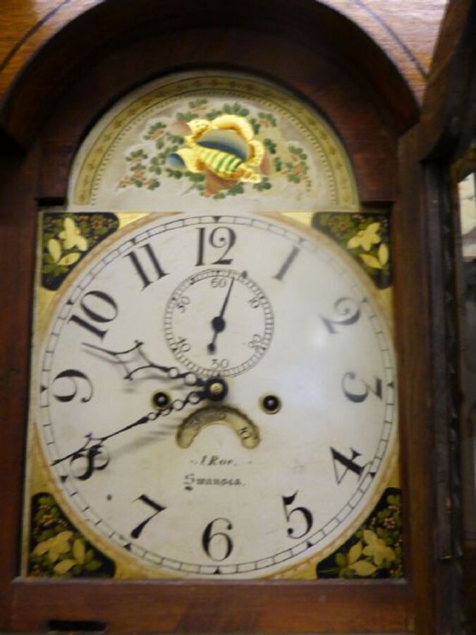 Antique Early 19th Century Oak Cased Grandfather Clock