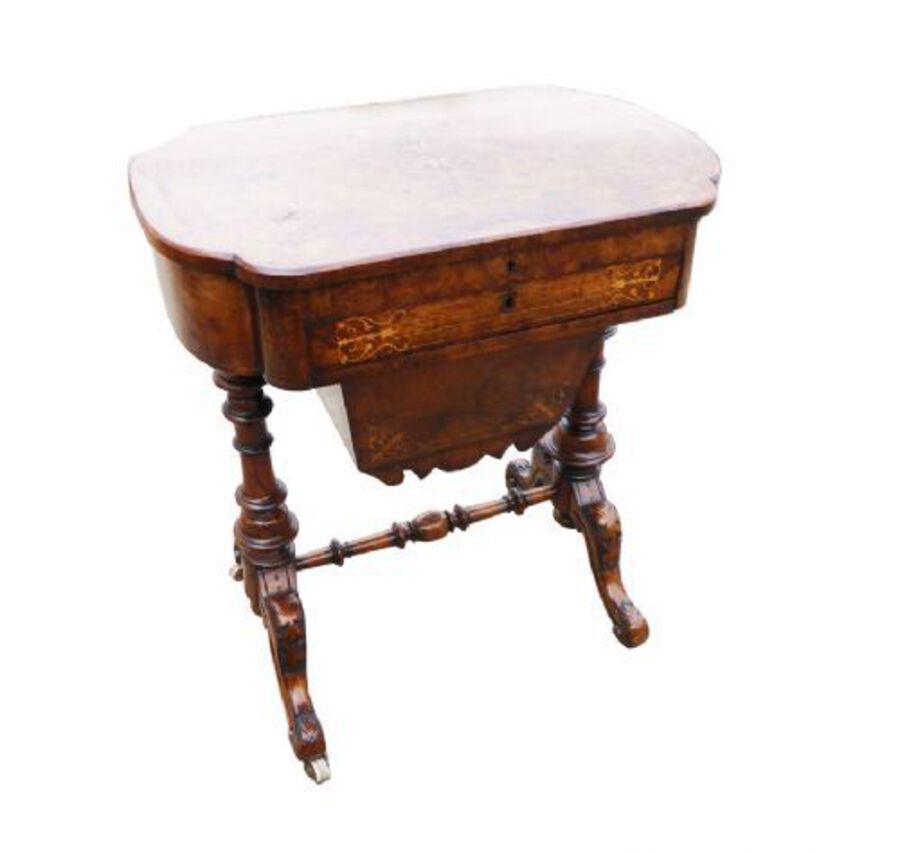 Victorian Burr Walnut Work Table/Writing Table 