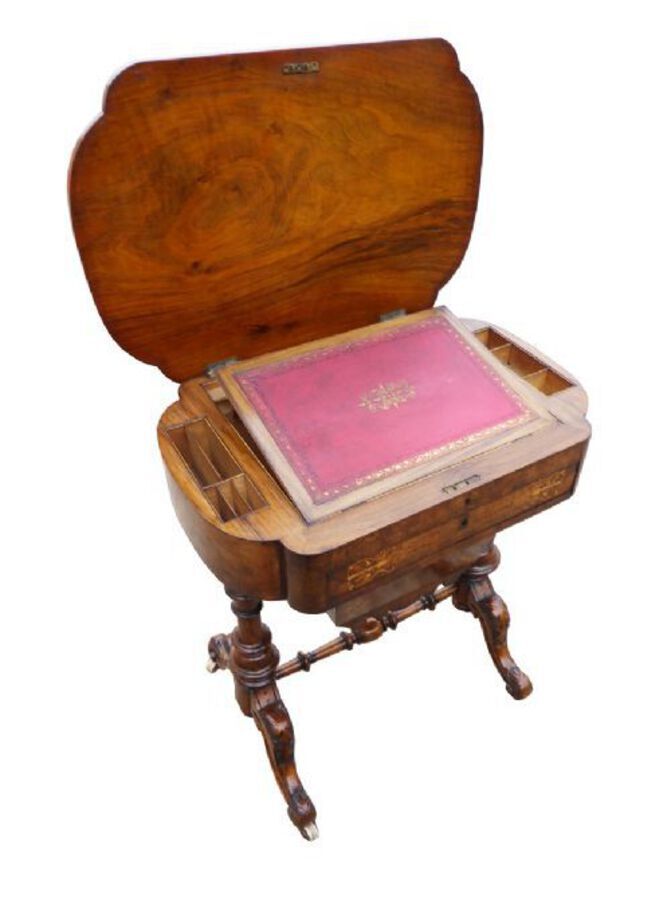 Antique Victorian Burr Walnut Work Table/Writing Table 