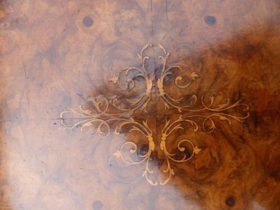 Antique Victorian Burr Walnut Work Table/Writing Table 