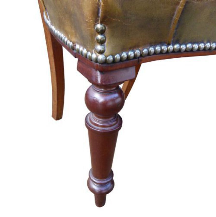 Antique Set of 6 Victorian Mahogany Balloon Back Arm Chairs