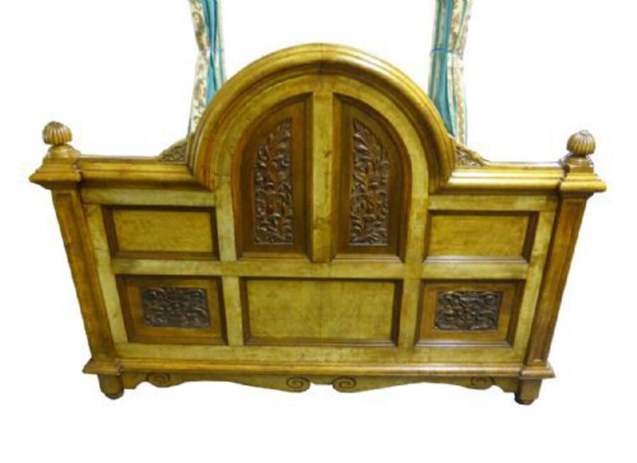 Antique Victorian Pollard Oak Half Tester Bed