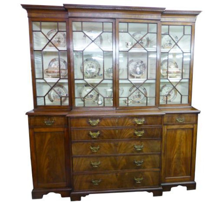 Small George III Secretaire Breakfront Bookcase