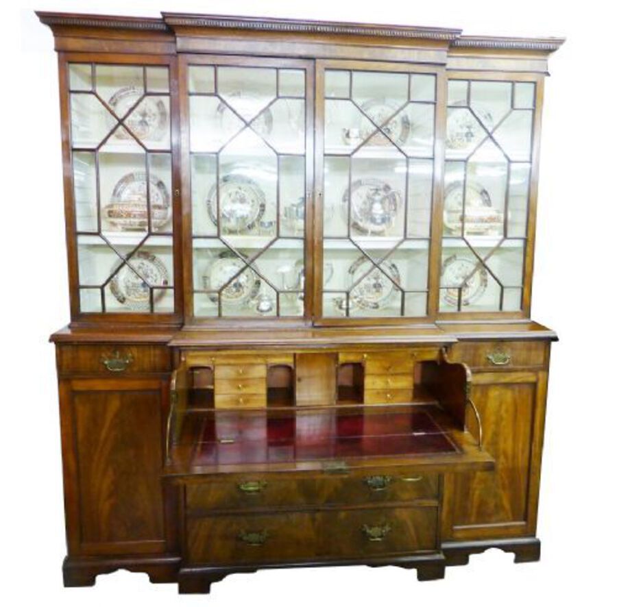 Antique Small George III Secretaire Breakfront Bookcase