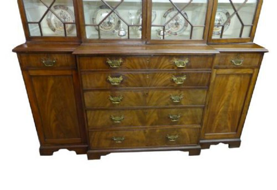 Antique Small George III Secretaire Breakfront Bookcase