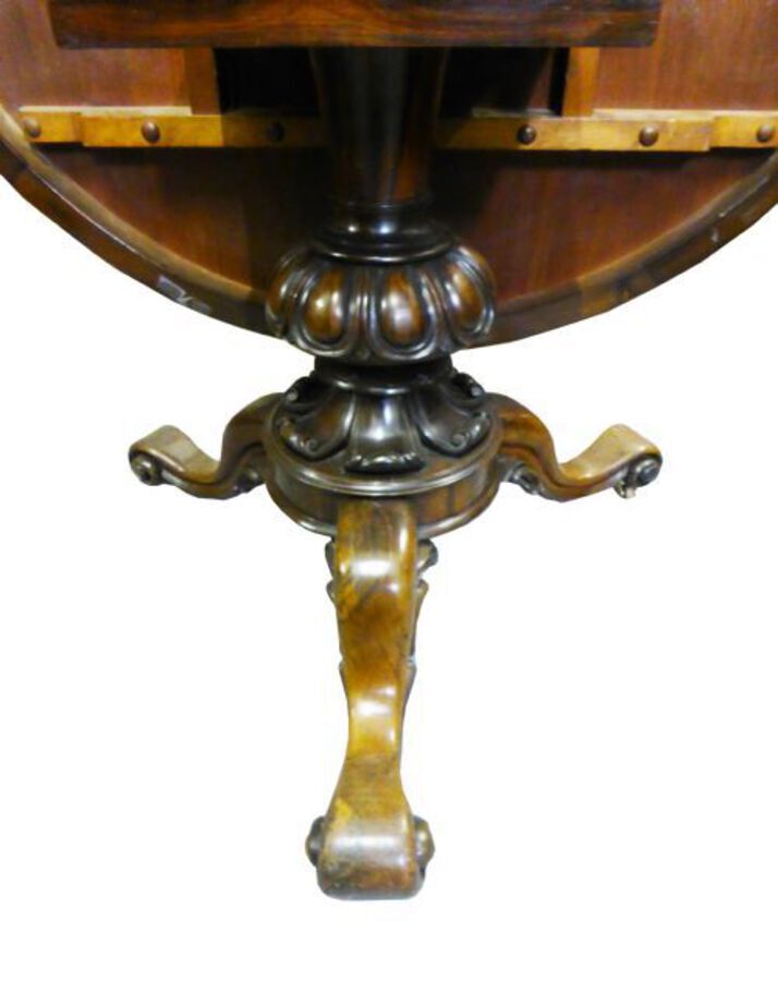 Antique Early Victorian Round Rosewood Dining Table