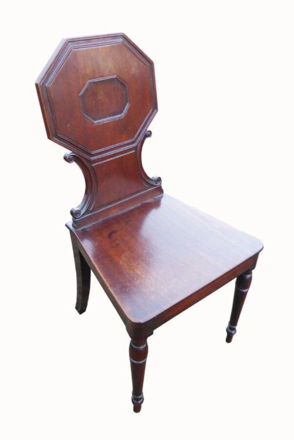 Antique Pair Georgian Mahogany Hall Chairs 
