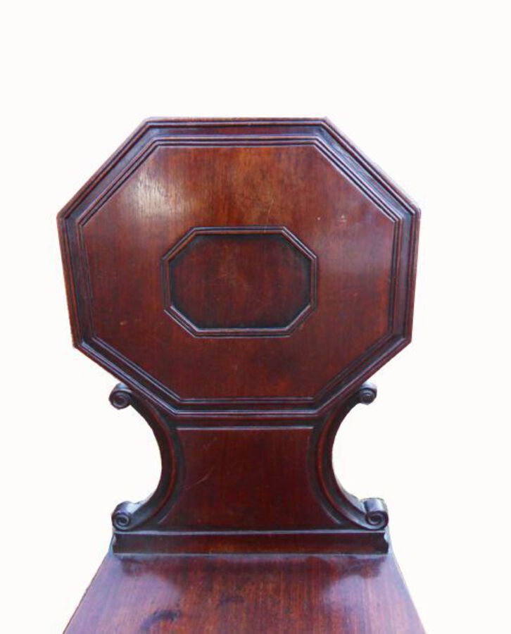 Antique Pair Georgian Mahogany Hall Chairs 