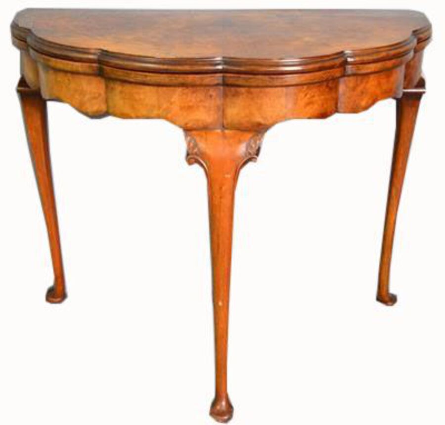 Early 20th Century Burr Walnut Card Table 