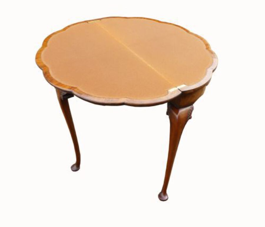 Antique Early 20th Century Burr Walnut Card Table 