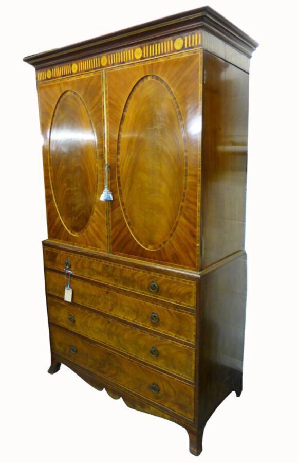Early 19th Century Mahogany Linen Press by T. Wilson of Great Queen St London