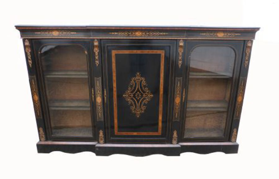 Victorian Ebonised Breakfront Credenza/Bookcase
