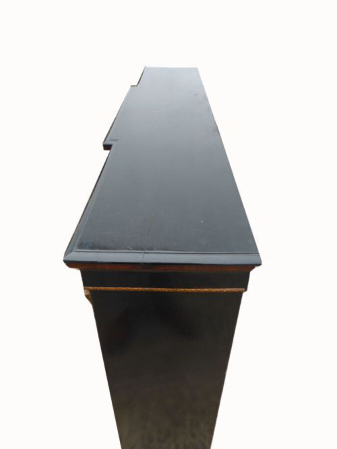 Antique Victorian Ebonised Breakfront Credenza/Bookcase