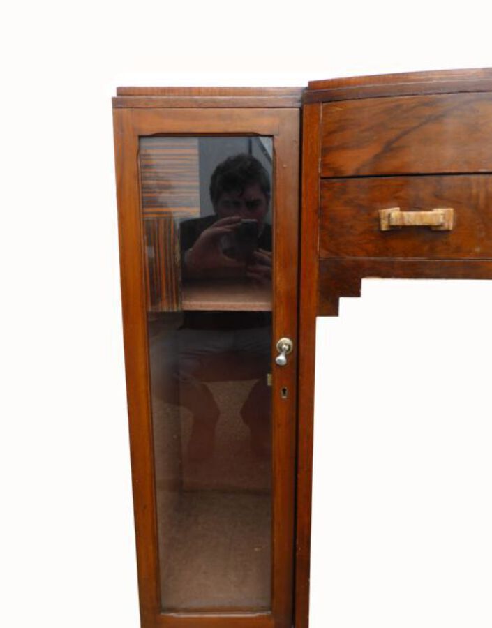 Antique Small Walnut Art Deco Sideboard