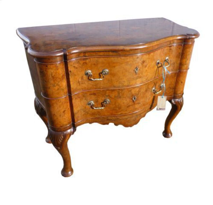 Burr Walnut Shaped Chest of Drawers