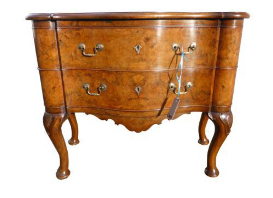 Antique Burr Walnut Shaped Chest of Drawers
