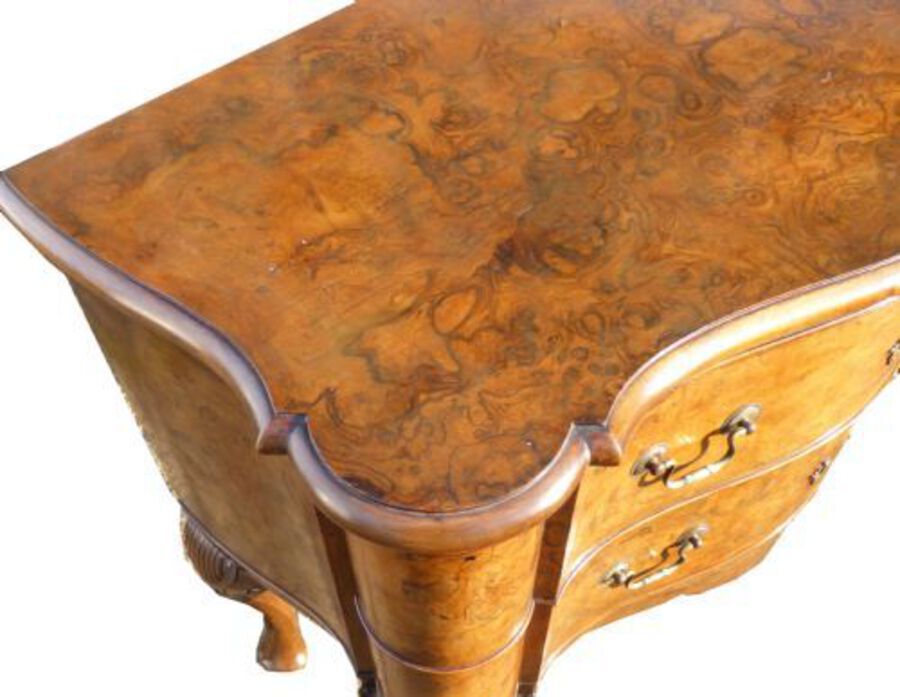 Antique Burr Walnut Shaped Chest of Drawers