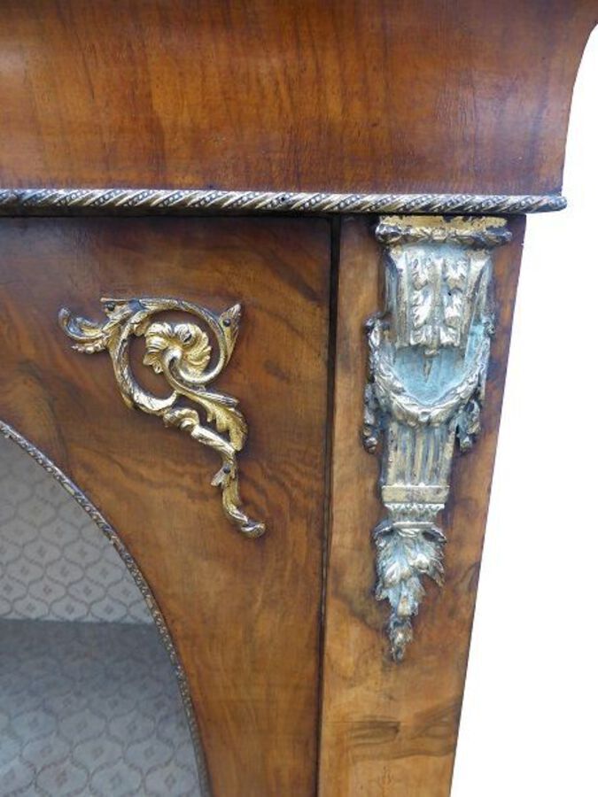 Antique Victorian Walnut Inlaid Two Door Bookcase