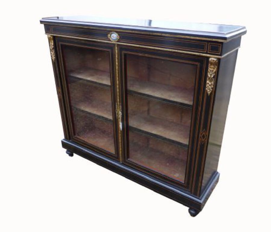 Antique Victorian Ebonized Pier Cabinet/ Bookcase