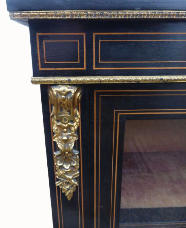 Antique Victorian Ebonized Pier Cabinet/ Bookcase