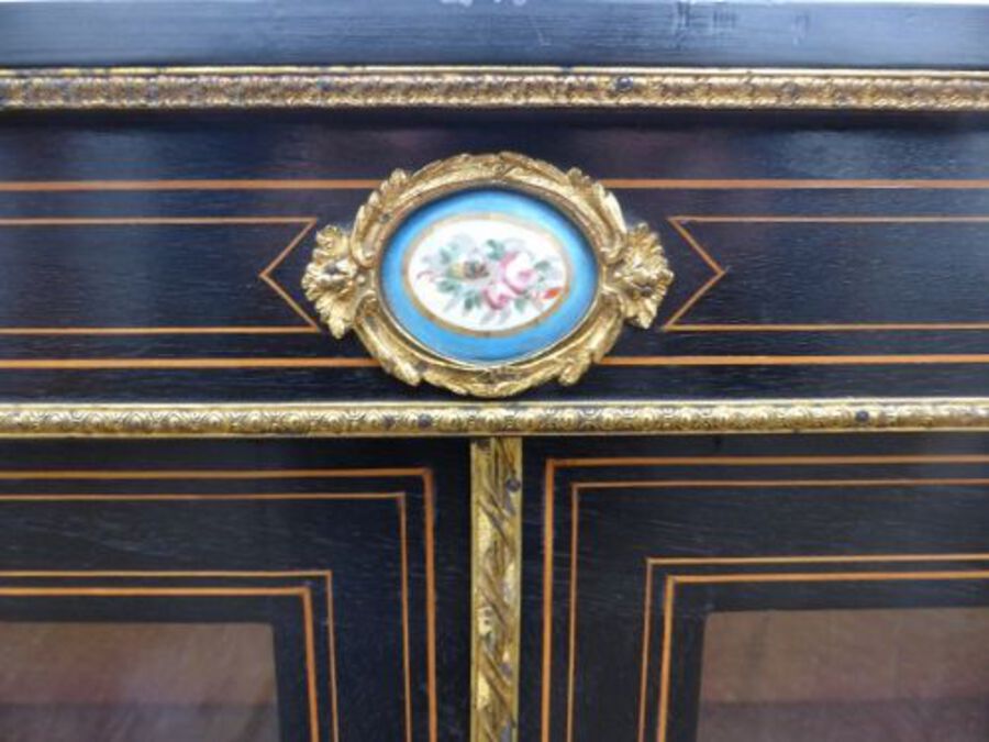 Antique Victorian Ebonized Pier Cabinet/ Bookcase