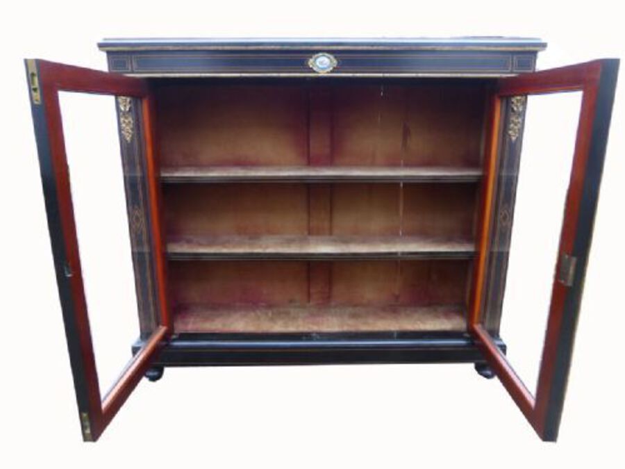 Antique Victorian Ebonized Pier Cabinet/ Bookcase