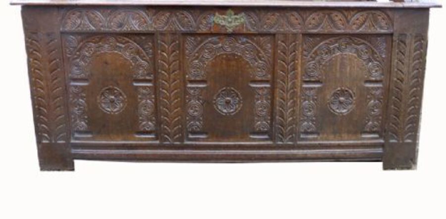 Antique George III Carved Oak Settle