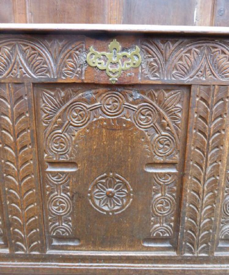 Antique George III Carved Oak Settle