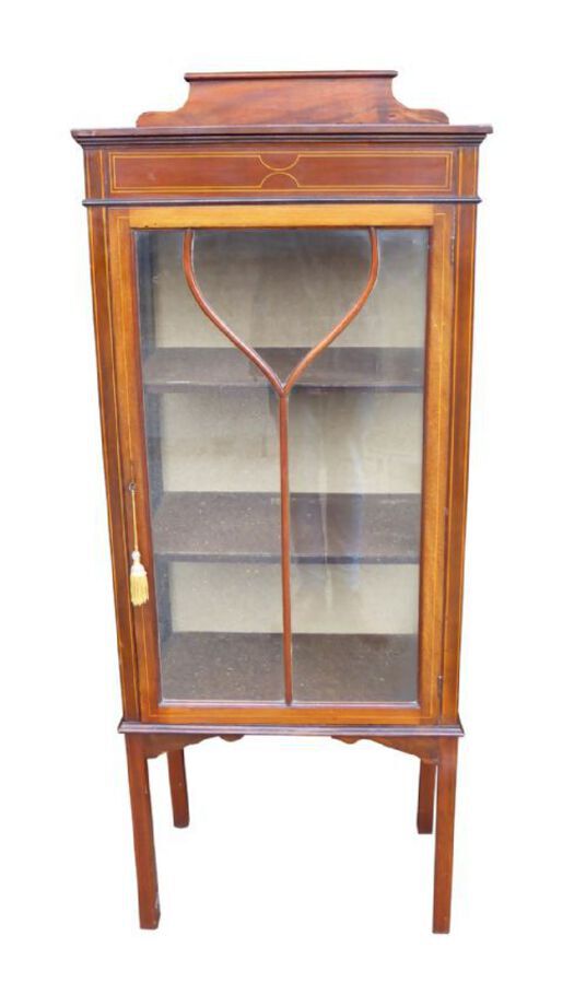 Antique Small Edwardian Mahogany Inlaid Display Cabinet