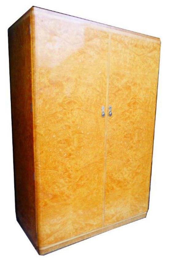 Antique Extensive Burr Walnut Art Deco Bedroom Suite Comprising Two Wardrobes Dressing Table Bed Pair Bedsides + Stool