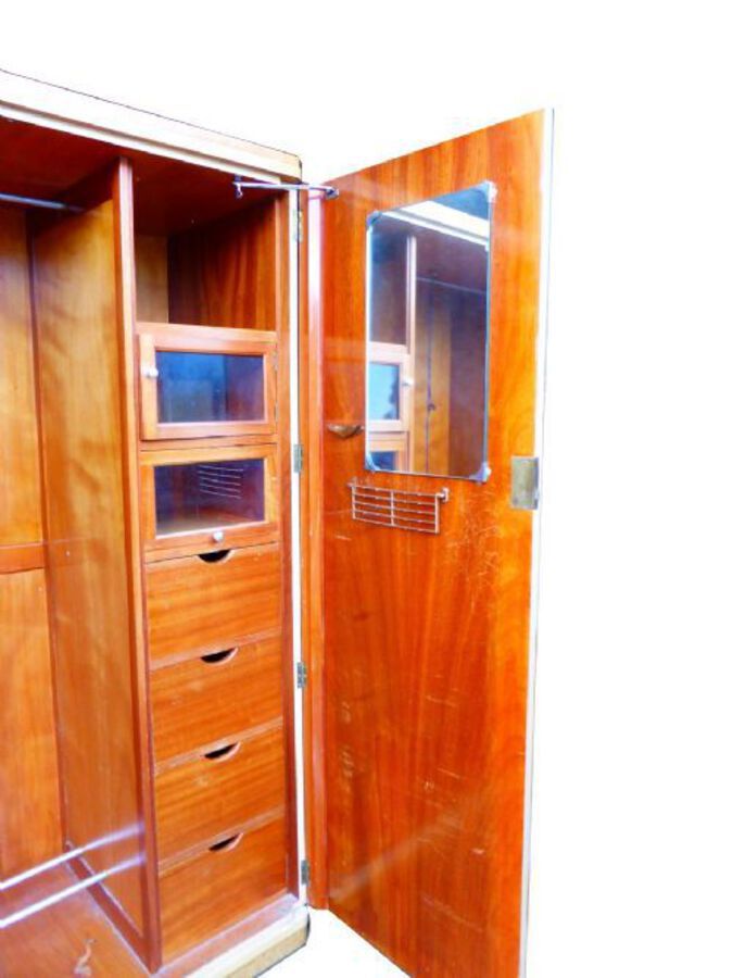 Antique Extensive Burr Walnut Art Deco Bedroom Suite Comprising Two Wardrobes Dressing Table Bed Pair Bedsides + Stool