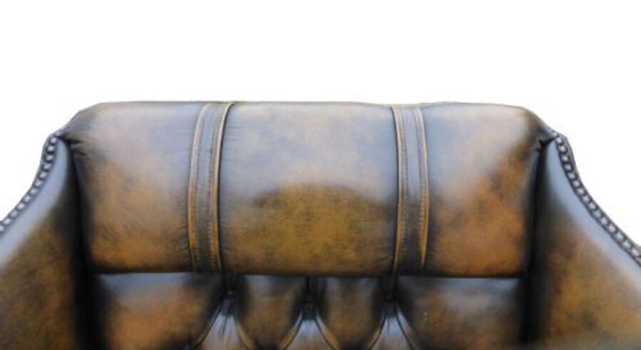 Antique Top Quality Pair of Leather Wing Back Arm Chairs