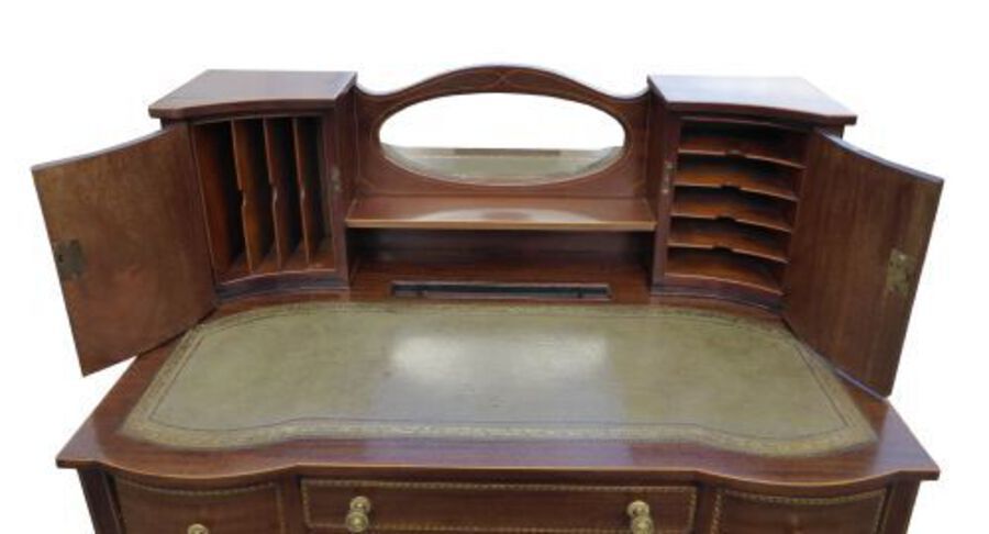 Antique Edwardian Mahogany Inlaid Ladies Writing Table