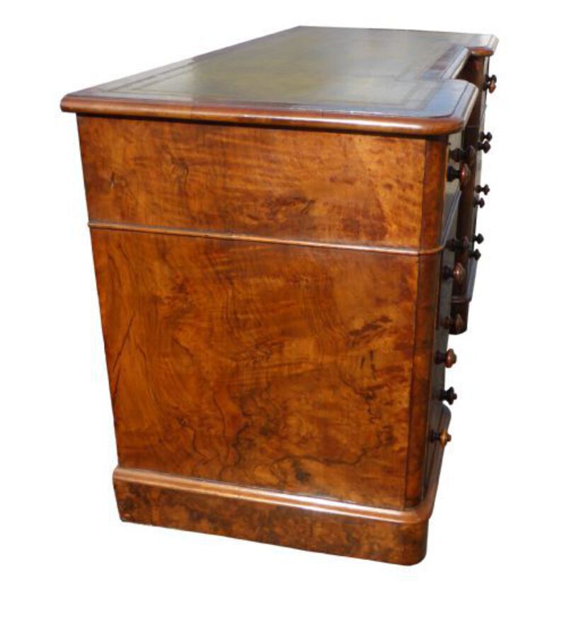 Antique Victorian Burr Walnut Inverted Breakfront Desk