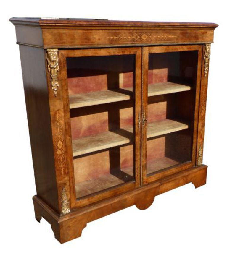 Victorian Figured Walnut Peer Cabinet