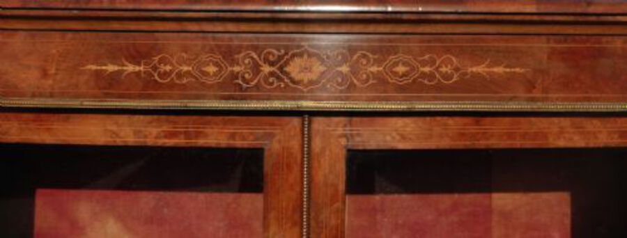 Antique Victorian Figured Walnut Peer Cabinet