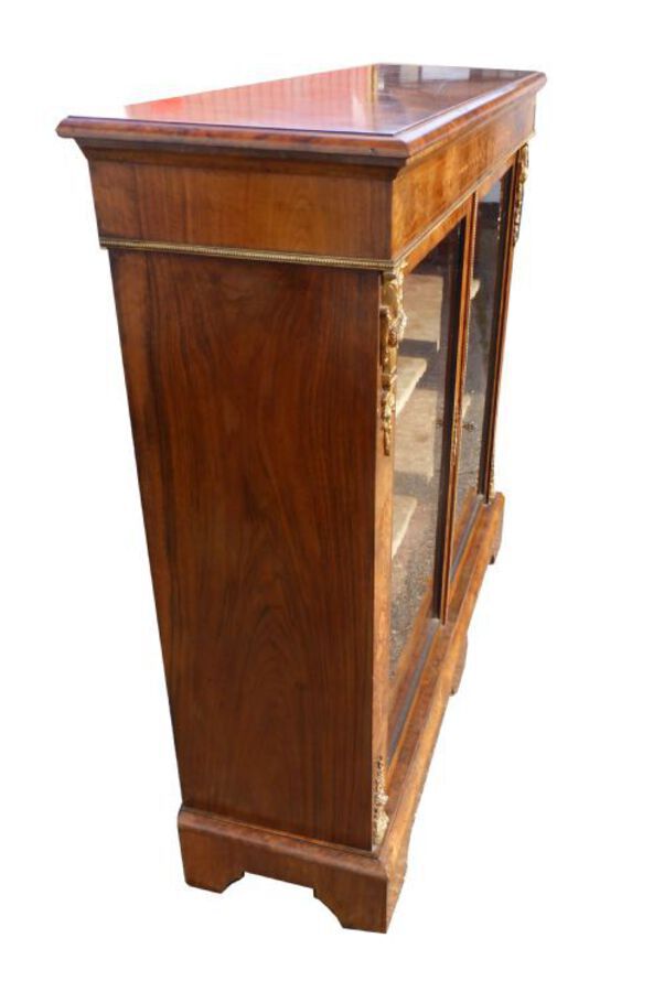 Antique Victorian Figured Walnut Peer Cabinet