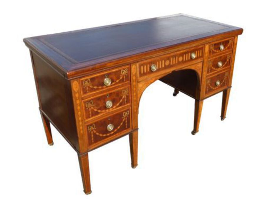 Edwardian Marquetry Inlaid Writing Table