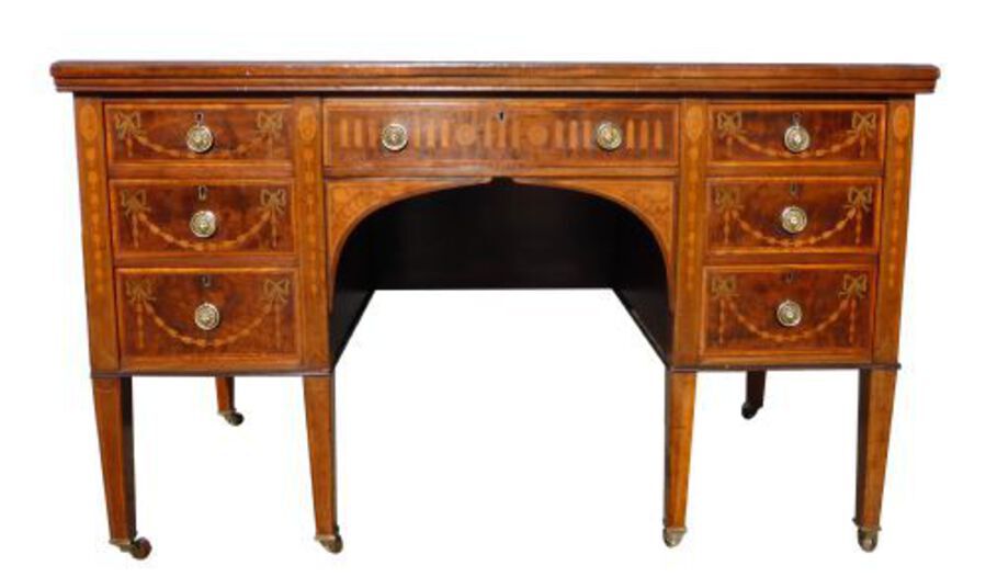 Antique Edwardian Marquetry Inlaid Writing Table