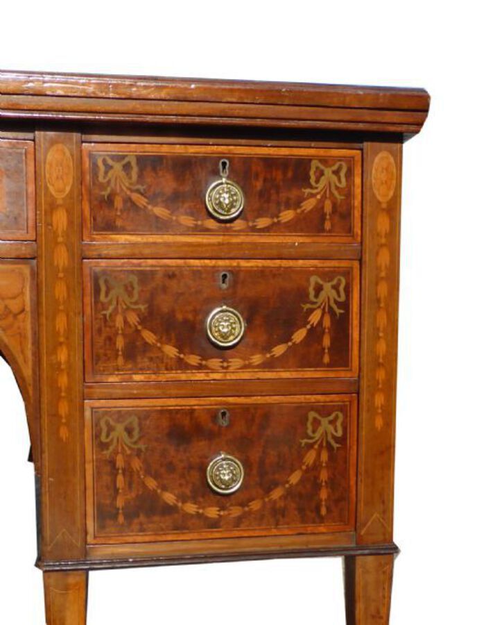 Antique Edwardian Marquetry Inlaid Writing Table